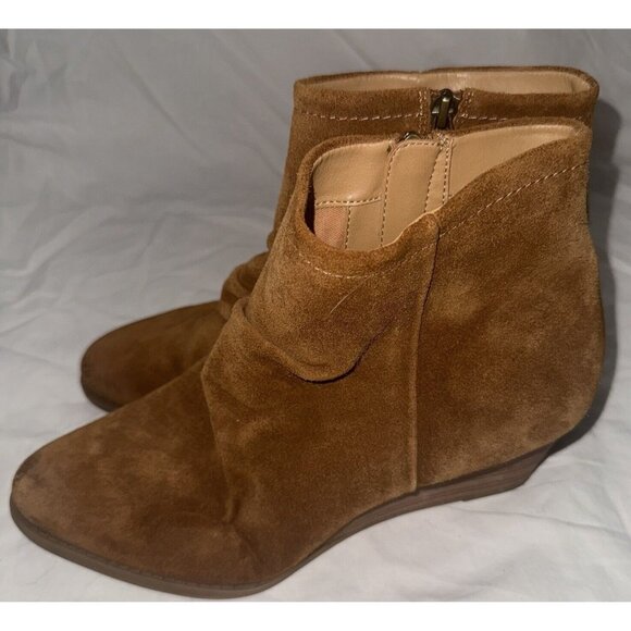 Franco Sarto Winston Boots Womens Size 10 Brown Suede Leather Booties Wedge Heel - Picture 3 of 12